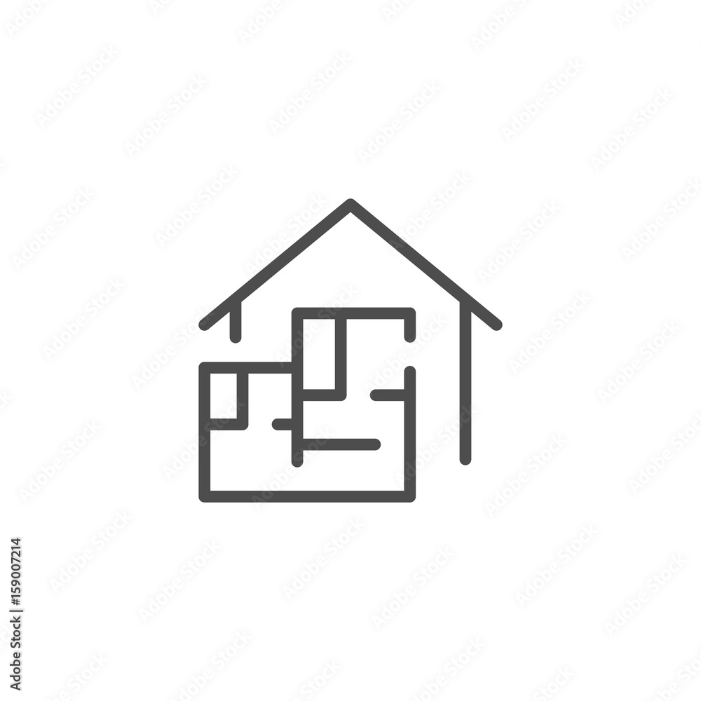 House blueprint line icon House blueprint line icon