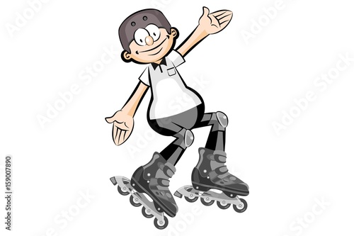 Rollerblader boy isolated on white
