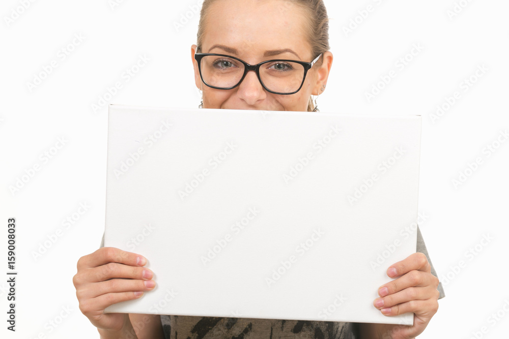Female hands on a white background. poster Female hands on a white background. poster