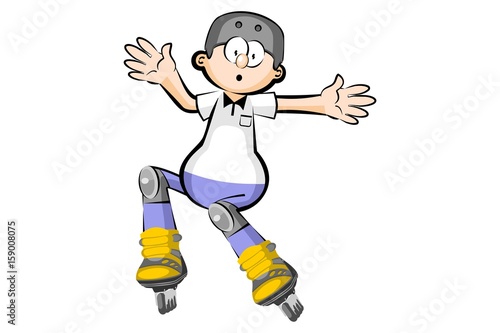 Rollerblader boy isolated on white - Cartoon style