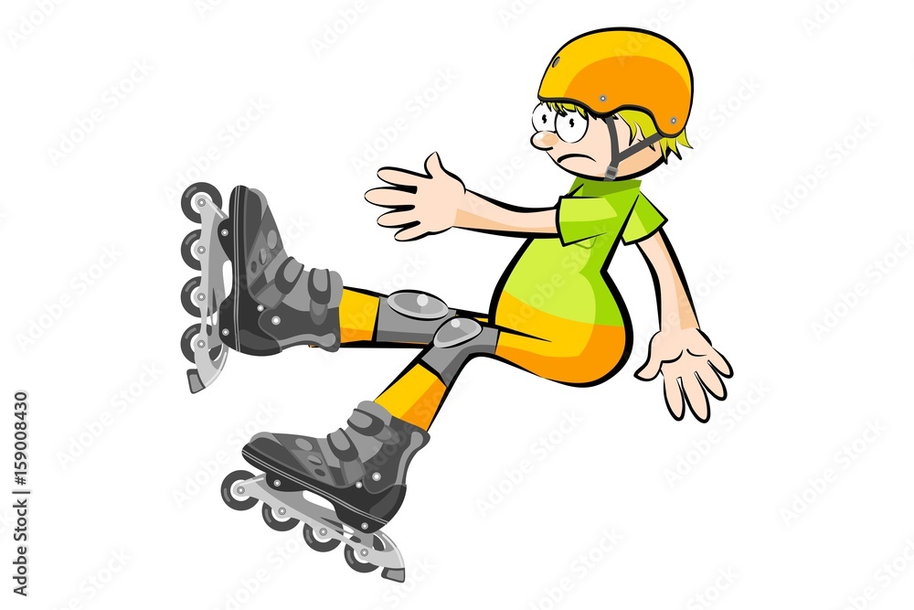 Rollerblader boy isolated on white Rollerblader boy isolated on white