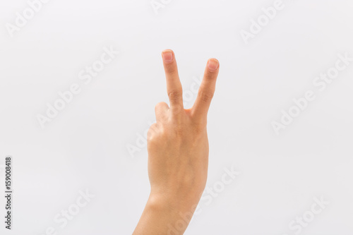 Female hands on a white background. Gestures