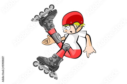 Rollerblader boy isolated on white