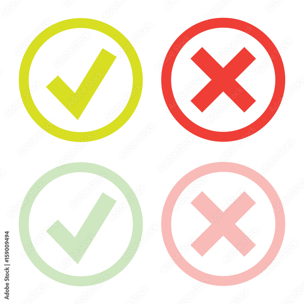 line green check mark or check box icons set line green check mark or check box icons set