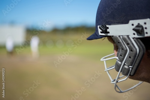 Close up of batsman at field