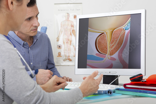 Models On screen, drawing illustrating the prostate (without pathology) photo
