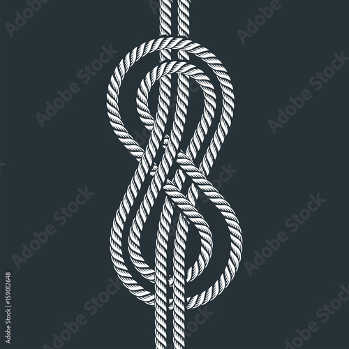Sea boat rope eight knot vector illustration isolated marine navy cable natural tackle sign