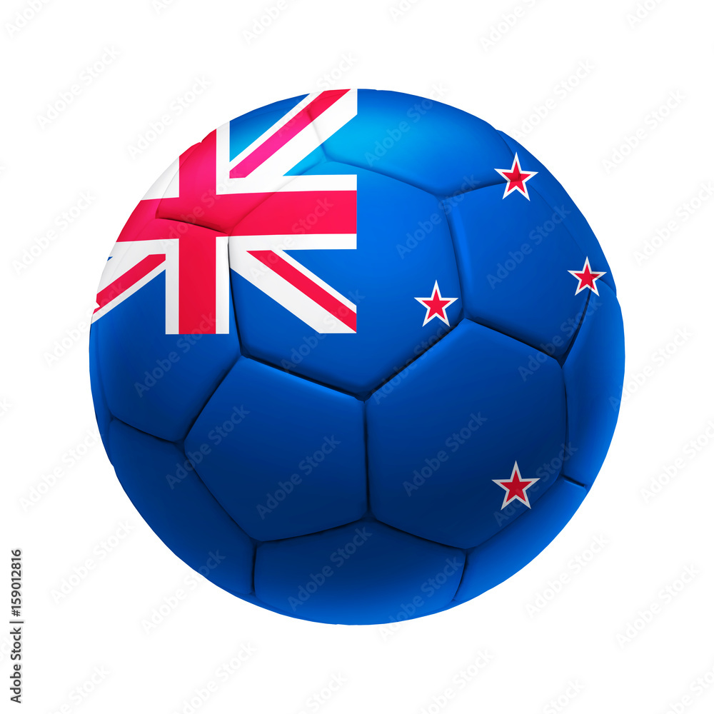 3D soccer ball with New Zealand team flag. 3D soccer ball with New Zealand team flag.