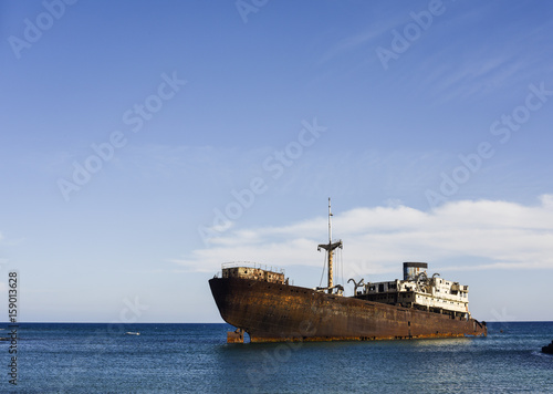 Shipwreck near Arrecife harbor, Lanzarote, Spain, Europe