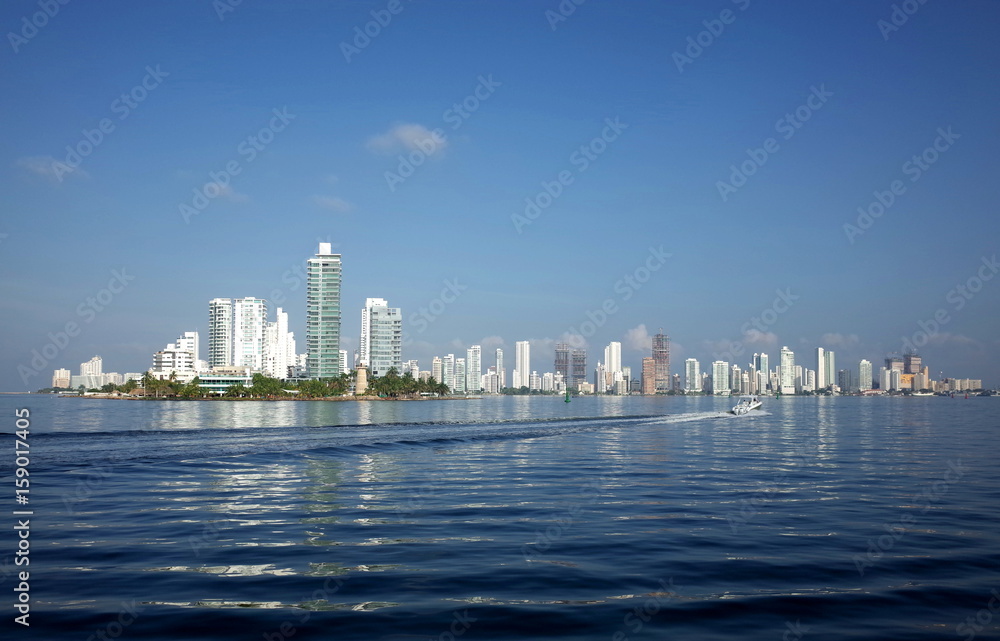 Cartagena Skyline as seen from the Caribbean Sea