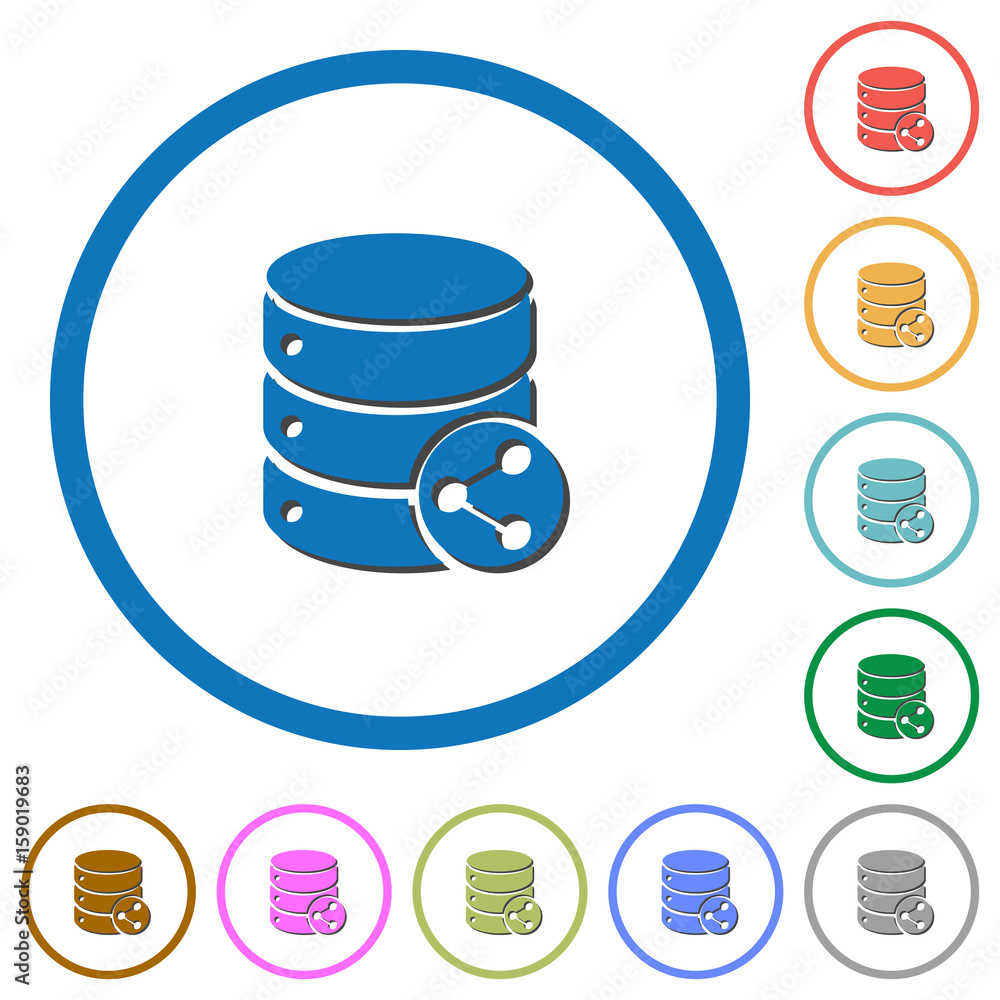 Database table relations icons with shadows and outlines Database table relations icons with shadows and outlines