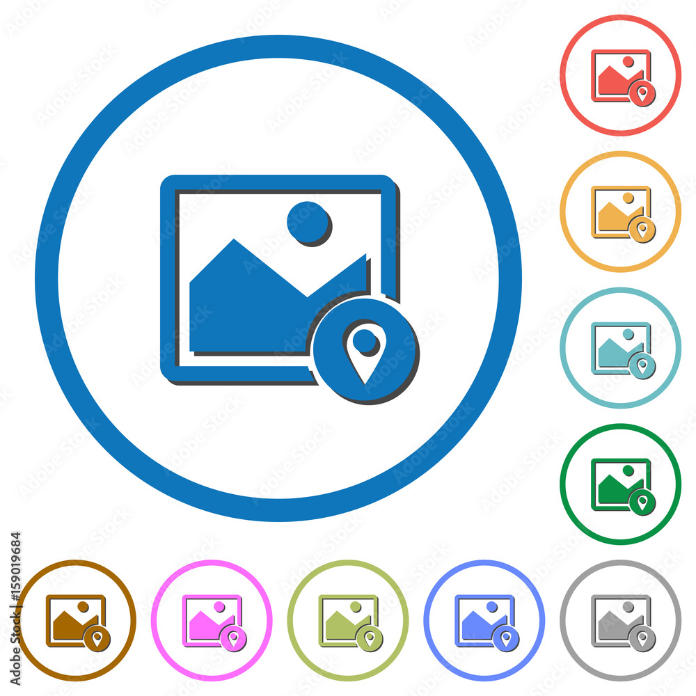 Image landmark GPS map location icons with shadows and outlines Image landmark GPS map location icons with shadows and outlines