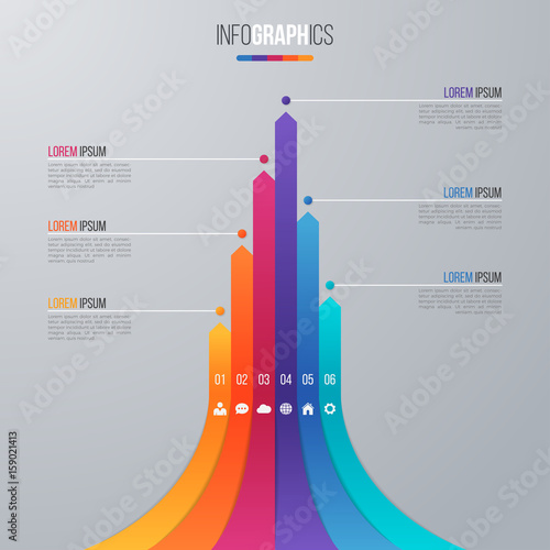 Bar chart infographic template with 6 options.