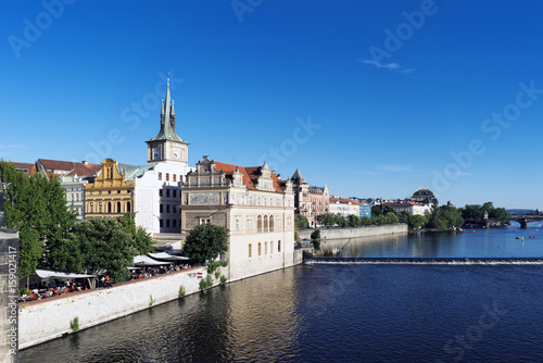 View of the Liechtenstein Palace from Charles Bridge, Prague.