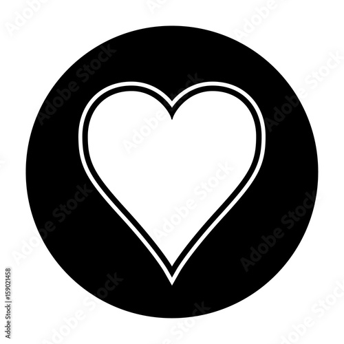 Heart icon black and white vector illustration