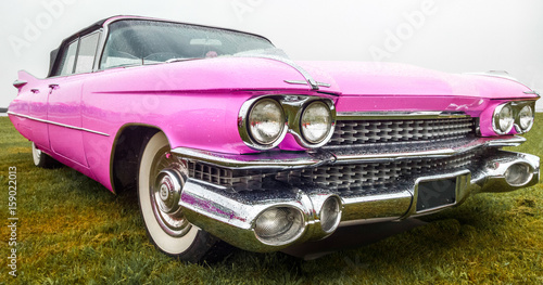 Pink classis american car from the fifties