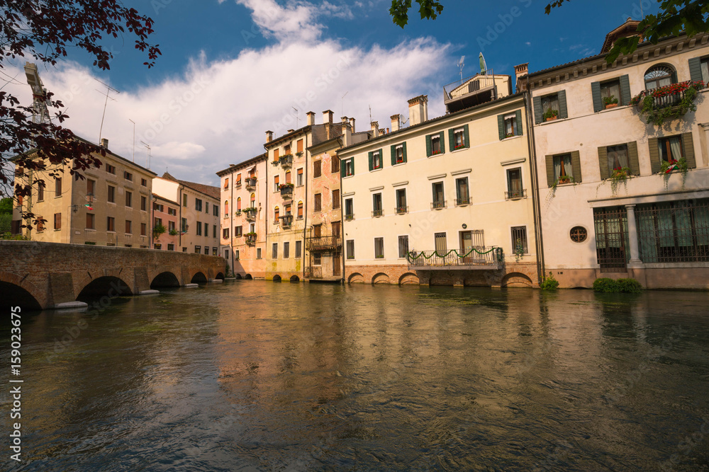 Treviso / View of the historical architecture and river channel.