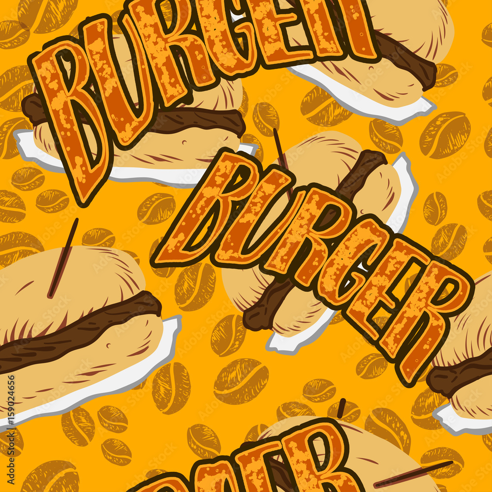 Hand drawn hamburger vector seamless pattern Hand drawn hamburger vector seamless pattern
