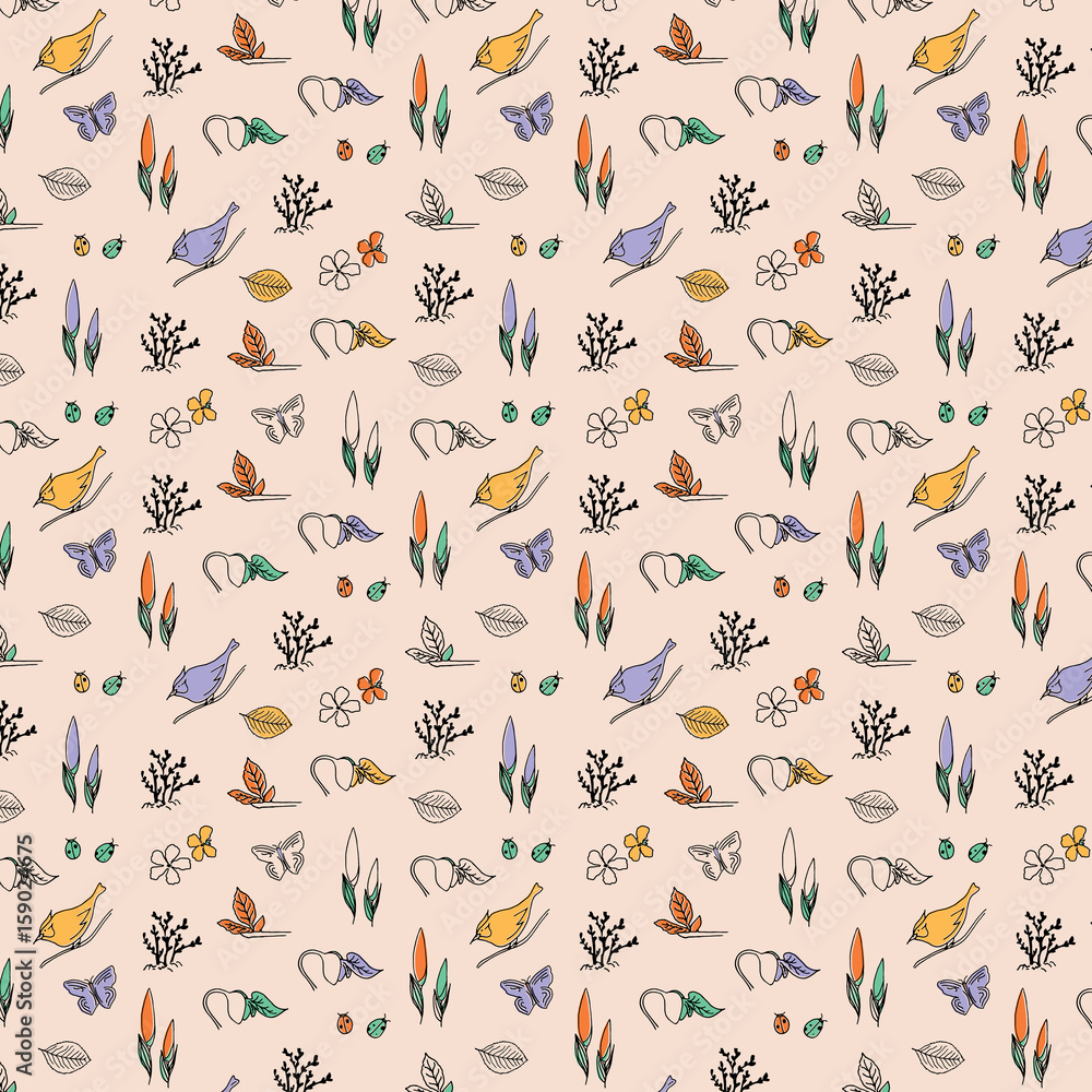 Forest hand drawn seamless pattern. Forest hand drawn seamless pattern.