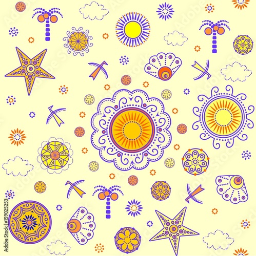 Vintage summery decorative wallpaper with abstract pattern