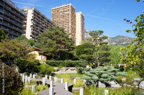 Japanese garden in Monaco landscape