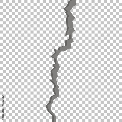Crack in ground after earthquake with isolated background