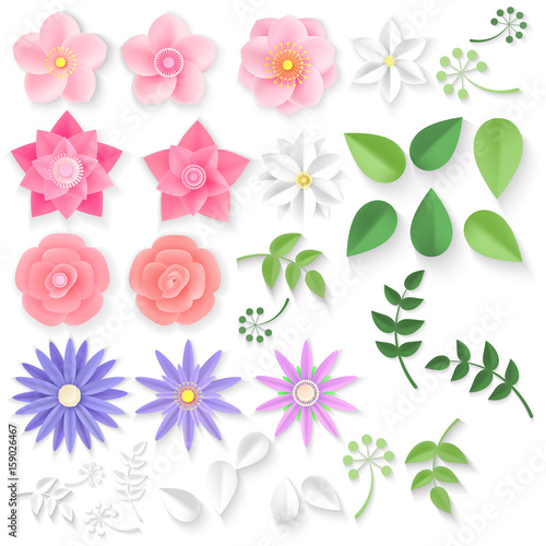 Fototapeta Naklejka Na Ścianę i Meble -  Paper flowers. Background. Vector illustration