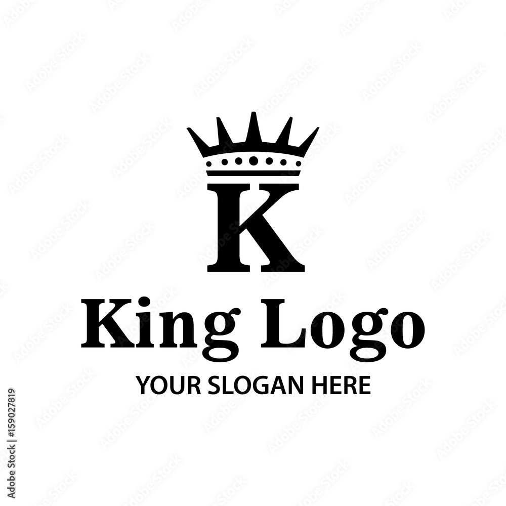 King Crown Logo Black White Background Stock Vector | Adobe Stock