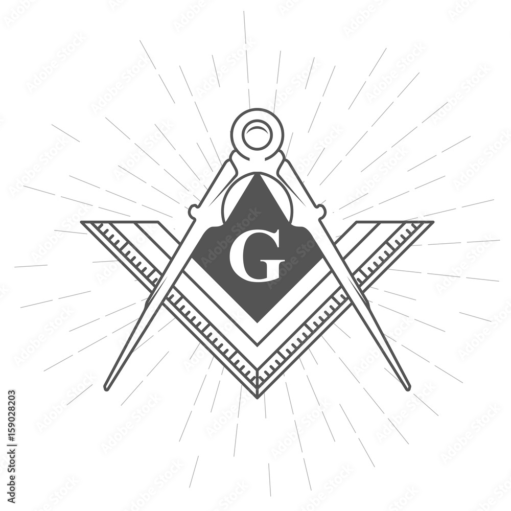 Freemason symbol - illuminati logo with compasses and ruler Stock ...