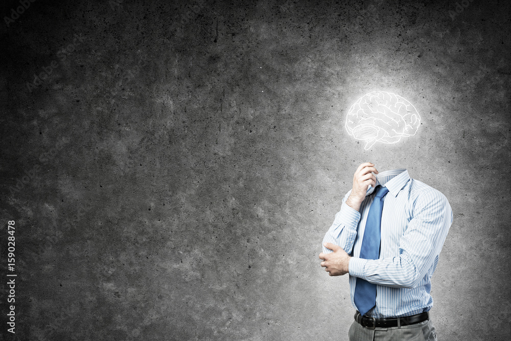 Brain headed businessman