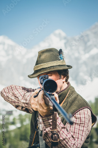 portrait of a hunter aiming