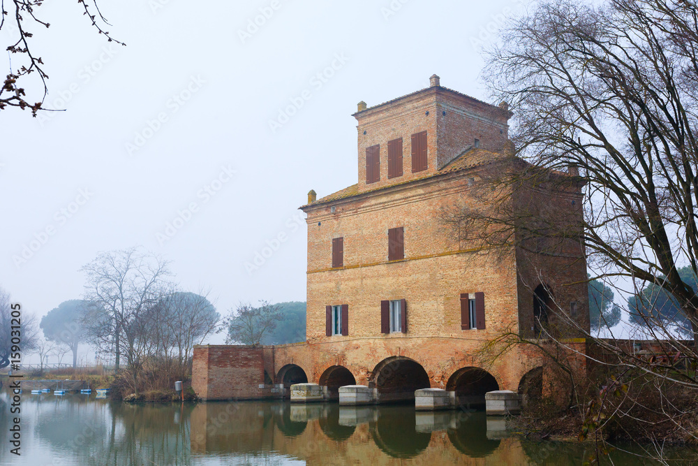 Ancient building from Po river lagoon, Italy