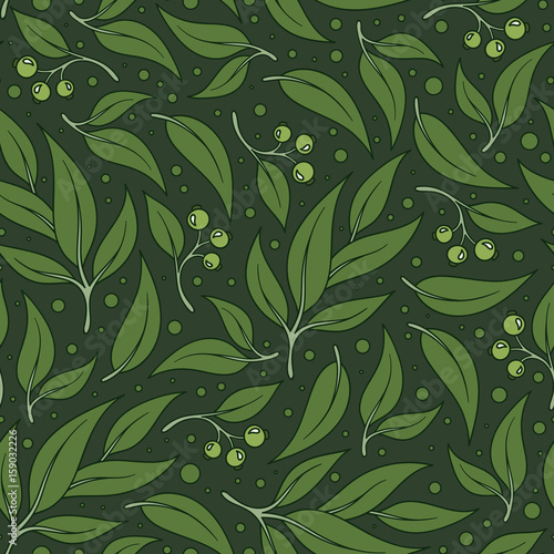Seamless green leaf pattern.