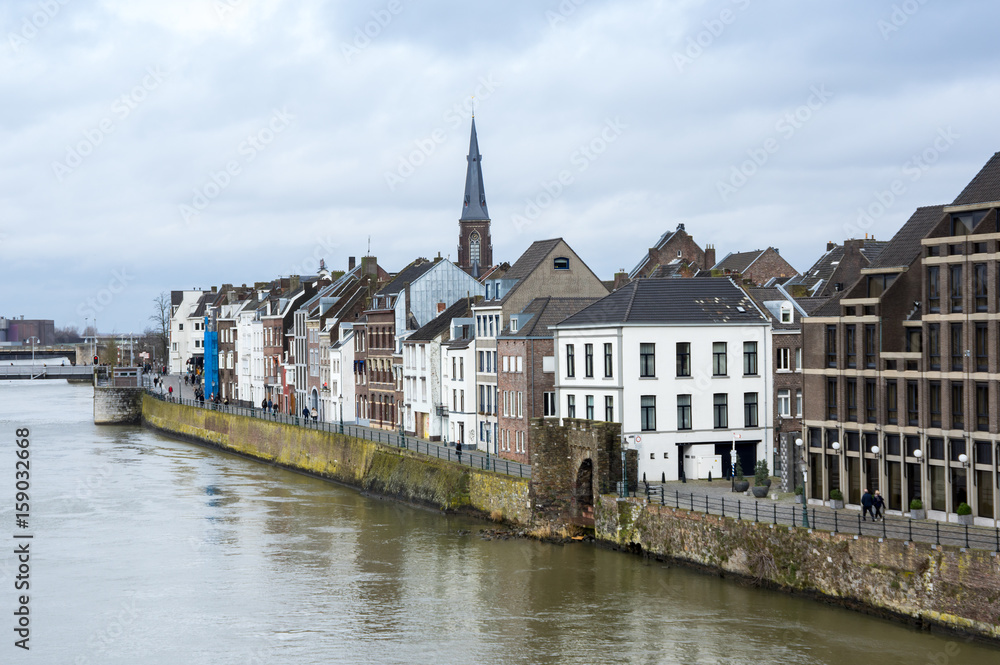 View of Maastricht city centre on the Meuse river