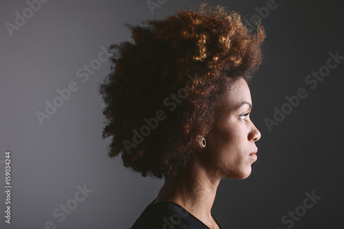 Side portrait of a young African American woman