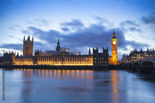 Big Ben and Houses of Parliament in a fantasy sunset landscape  London City. United Kingdom