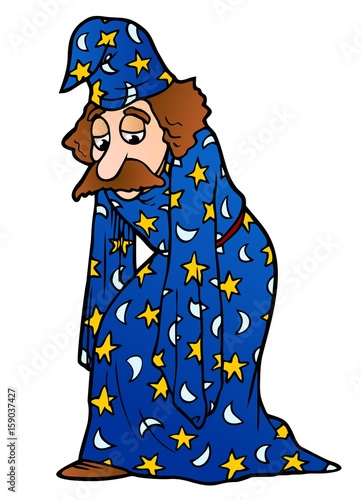 Sad wizard has run out of spells.