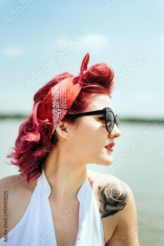 Portrait of beautiful pin up woman