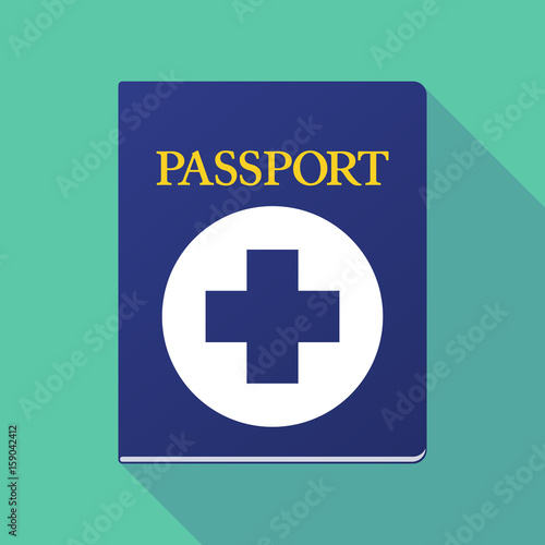 Long shadow passport with a round pharmacy sign