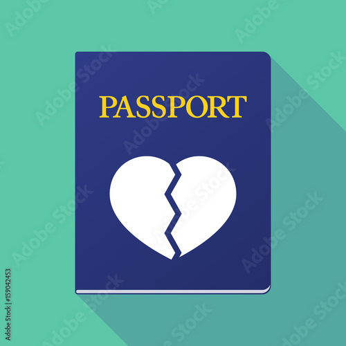 Long shadow passport with a broken heart