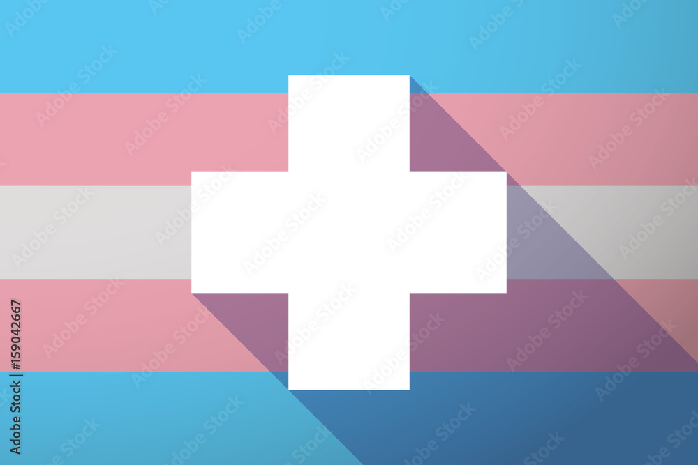 Obraz premium Long shadow transgender flag with a pharmacy sign