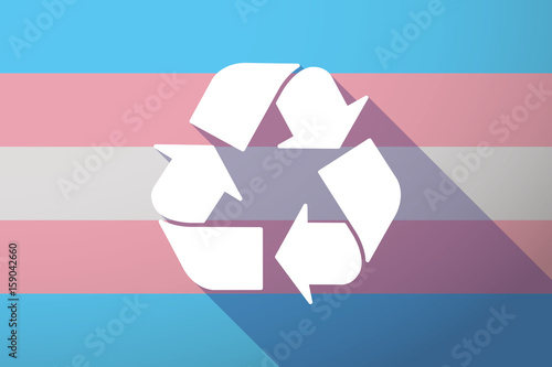 Long shadow transgender flag with a recycle sign