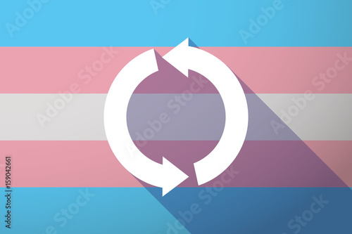Long shadow transgender flag with a round recycle sign
