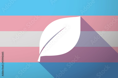 Long shadow transgender flag with a leaf