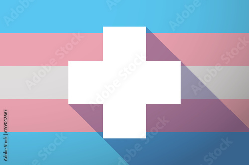 Long shadow transgender flag with a pharmacy sign