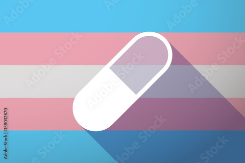 Long shadow transgender flag with a pill