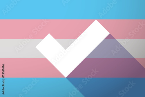Long shadow transgender flag with a check mark