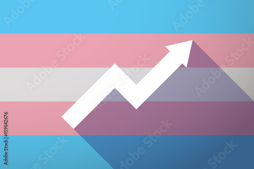 Long shadow transgender flag with a graph