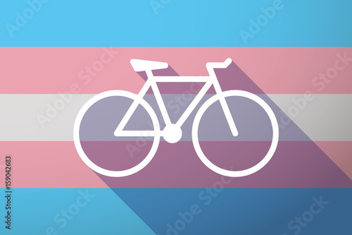 Long shadow transgender flag with a bicycle