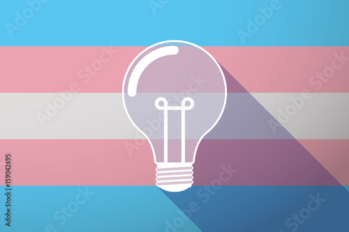 Long shadow transgender flag with a light bulb